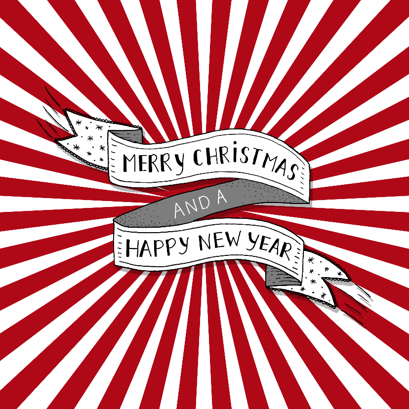 Kerst banner rode strepen - Kerstkaarten Kerstkaarten - Kerst banner rode strepen
