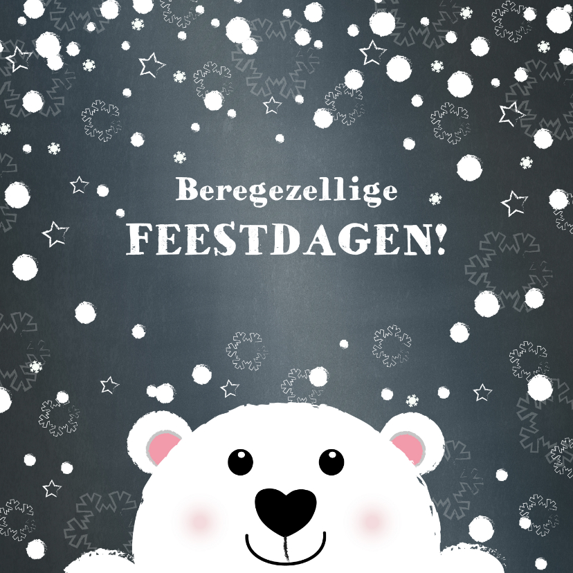 Kerst beregezellige feestdagen lief ijsbeertje in sneeuw - Kerstkaarten Kerstkaarten - Kerst beregezellige feestdagen lief ijsbeertje in sneeuw