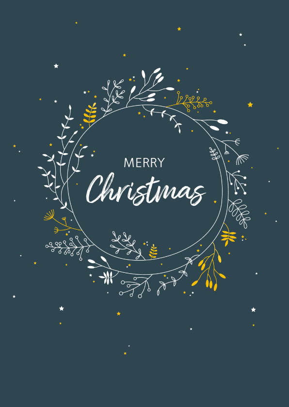 Kerst - Botanische cirkel met goudlook - Kerstkaarten Kerstkaarten - Kerst - Botanische cirkel met goudlook