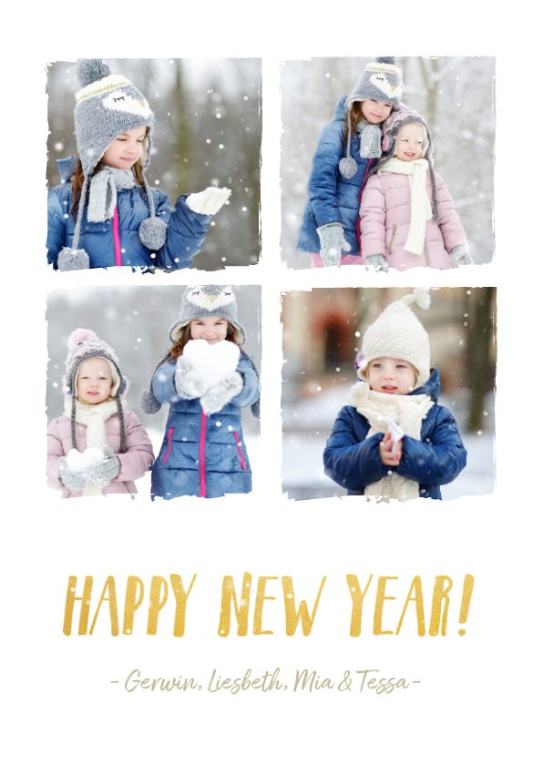 Kerst collagekaart met 4 foto's en sneeuweffect - Kerstkaarten Kerstkaarten - Kerst collagekaart met 4 foto's en sneeuweffect