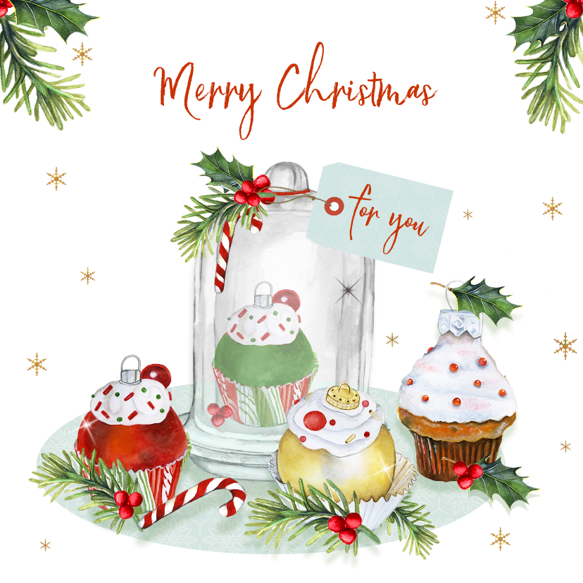 Kerst cupcakeornament - Kerstkaarten Kerstkaarten - Kerst cupcakeornament
