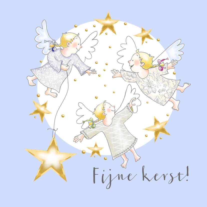 Kerst - drie kleine engeltjes met sterren - Kerstkaarten Kerstkaarten - Kerst - drie kleine engeltjes met sterren