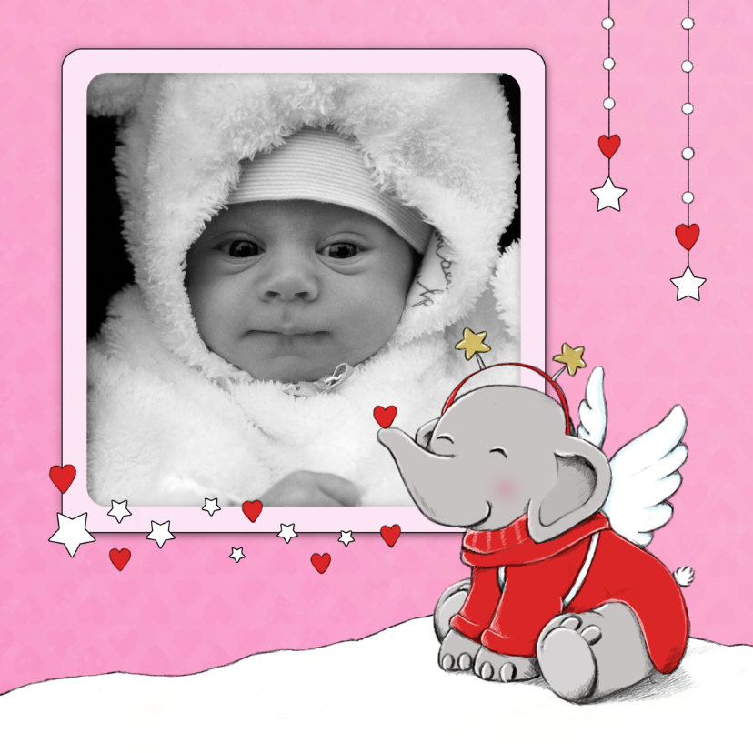 Kerst eerste kerst baby roze IH - Kerstkaarten Kerstkaarten - Kerst eerste kerst baby roze IH