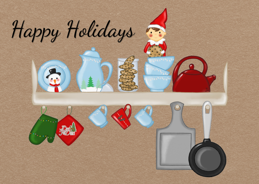 Kerst Elf on a Shelf - TbJ - Kerstkaarten Kerstkaarten - Kerst Elf on a Shelf - TbJ