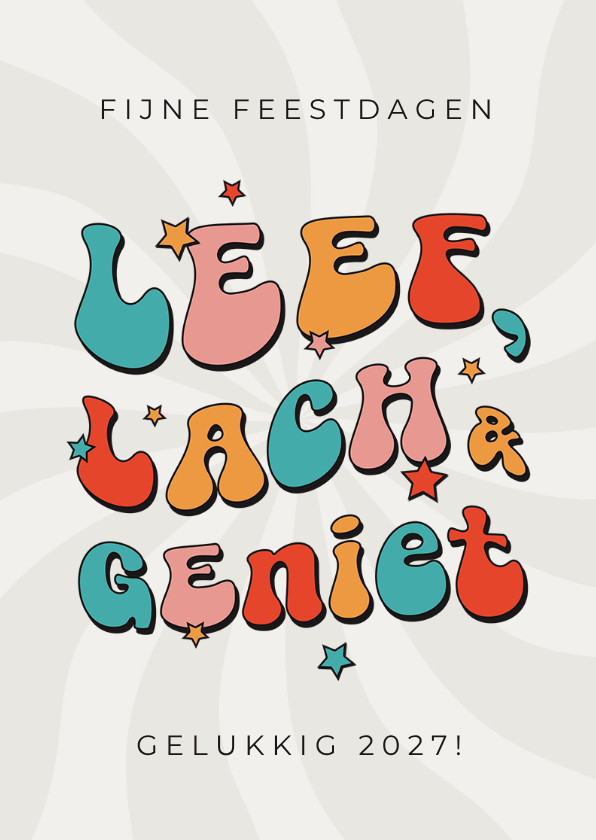 Kerst en nieuwjaarskaart leef lach en geniet groovy - Kerstkaarten Kerstkaarten - Kerst en nieuwjaarskaart leef lach en geniet groovy