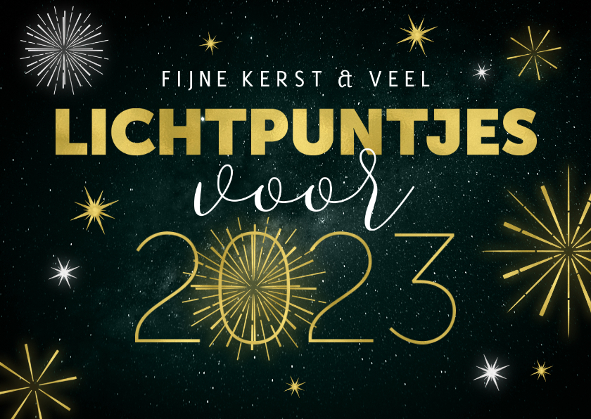 Kerst- En Nieuwjaarskaart Lichtpuntjes Vuurwerk | Kaartje2Go