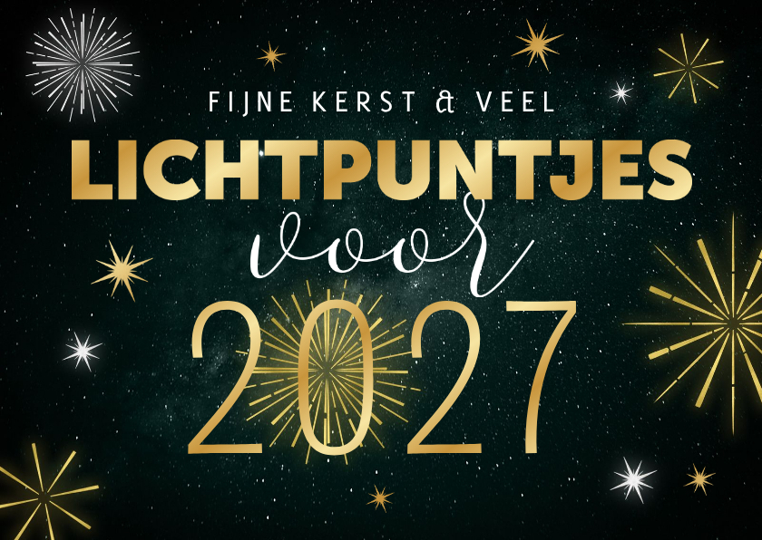 Kerst- en nieuwjaarskaart lichtpuntjes vuurwerk 2027 - Kerstkaarten Kerstkaarten - Kerst- en nieuwjaarskaart lichtpuntjes vuurwerk 2027