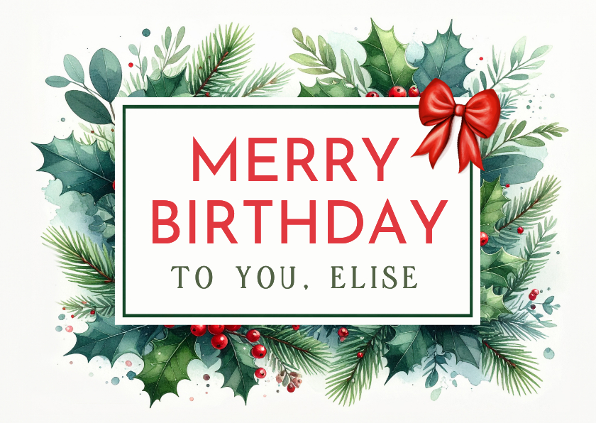 Kerst en verjaardagskaart ineen - botanische kerst takjes - Kerstkaarten Kerstkaarten - Kerst en verjaardagskaart ineen - botanische kerst takjes