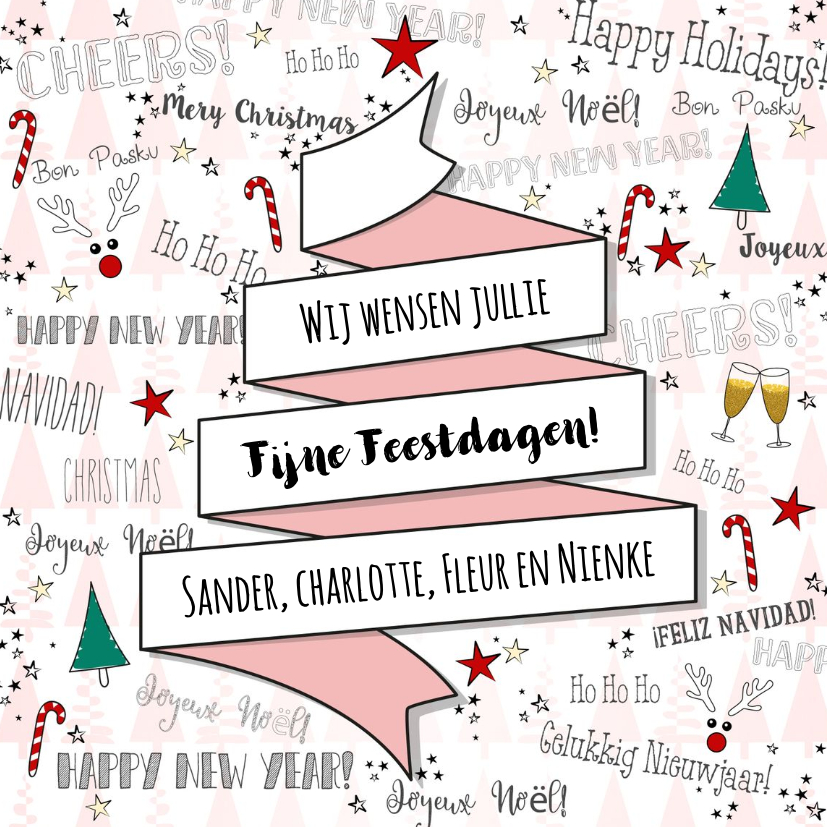Kerst feestelijke illustratieve kaart handlettering - Kerstkaarten Kerstkaarten - Kerst feestelijke illustratieve kaart handlettering