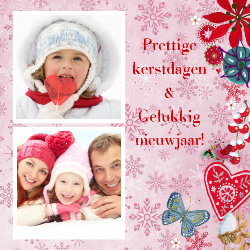 Kerst foto collage PINK SNEEUW - Kerstkaarten Kerstkaarten - Kerst foto collage PINK SNEEUW