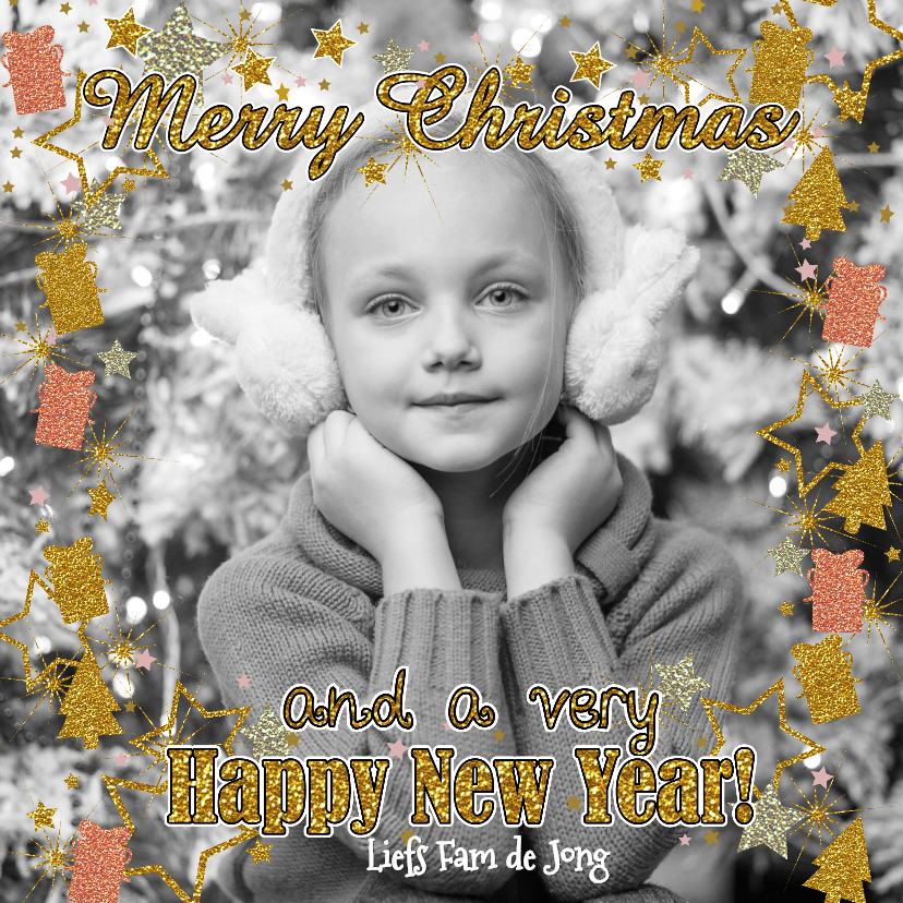 Kerst foto glitter boom pakje - Kerstkaarten Kerstkaarten - Kerst foto glitter boom pakje