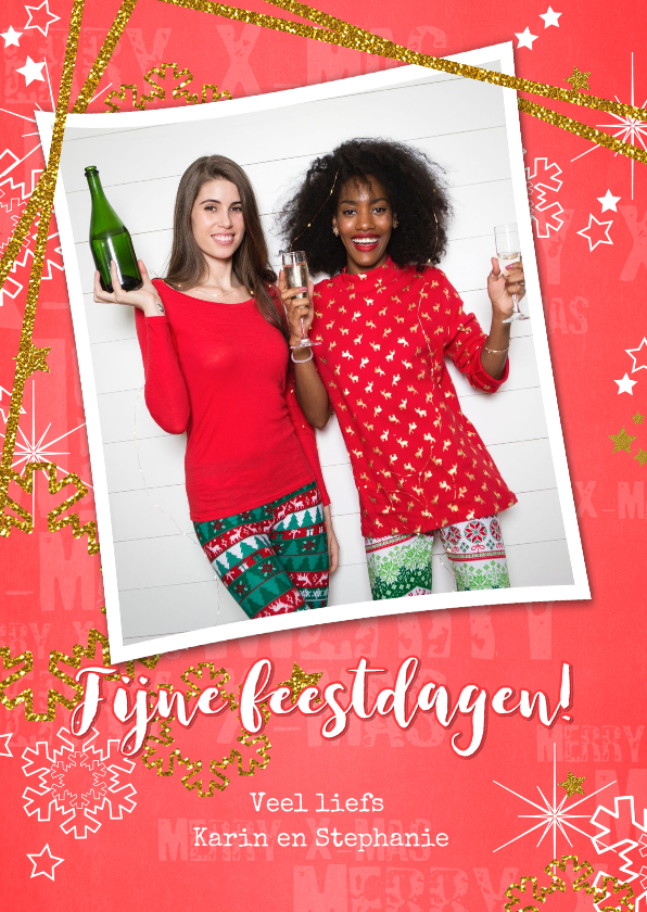 Kerst foto hip rood glamour - Kerstkaarten Kerstkaarten - Kerst foto hip rood glamour