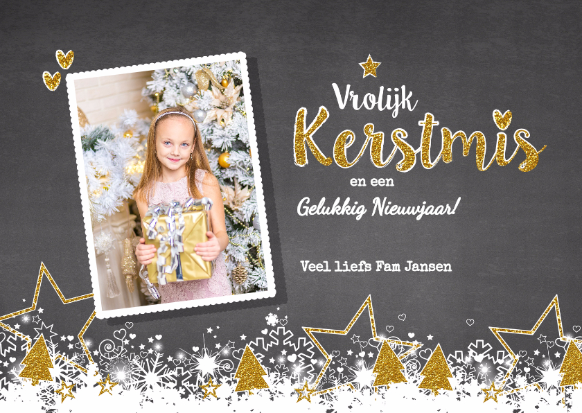Kerst foto lief stoer glitter L - Kerstkaarten Kerstkaarten - Kerst foto lief stoer glitter L