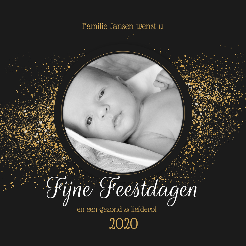 Kerst Fotokaart met goudlook dust en confetti - Kerstkaarten Kerstkaarten - Kerst Fotokaart met goudlook dust en confetti