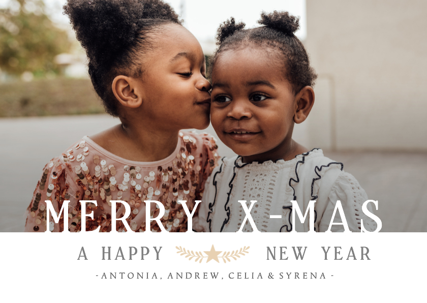 Kerst fotokaart met grote foto en Merry x-mas - Kerstkaarten Kerstkaarten - Kerst fotokaart met grote foto en Merry x-mas