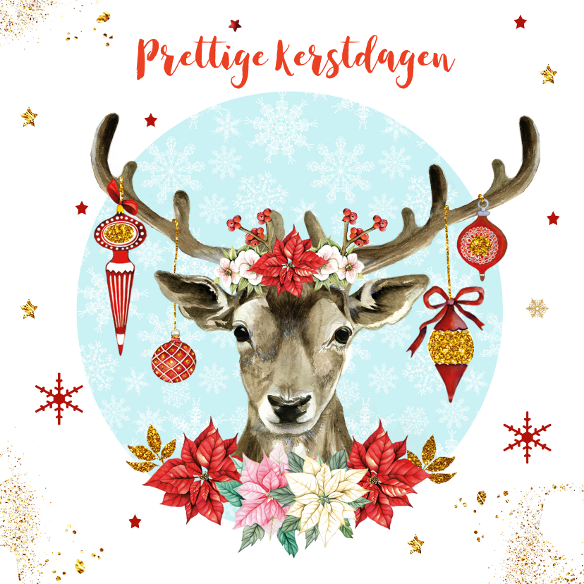 Kerst hert kerstballen - Kerstkaarten Kerstkaarten - Kerst hert kerstballen