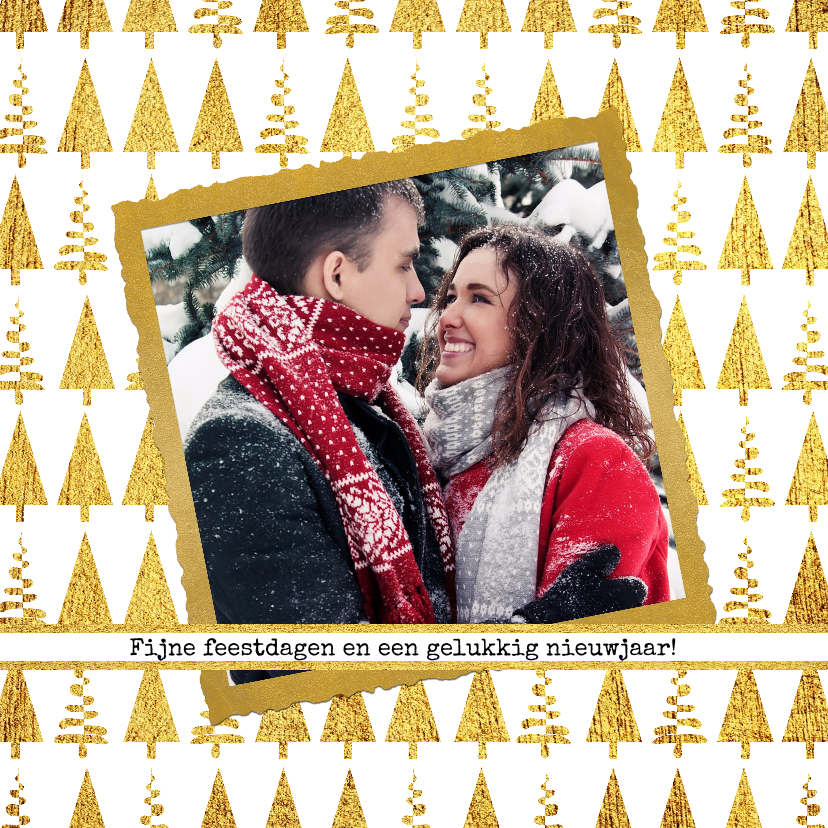 Kerst hippe foto kaart goud Oh, denneboom - Kerstkaarten Kerstkaarten - Kerst hippe foto kaart goud Oh, denneboom