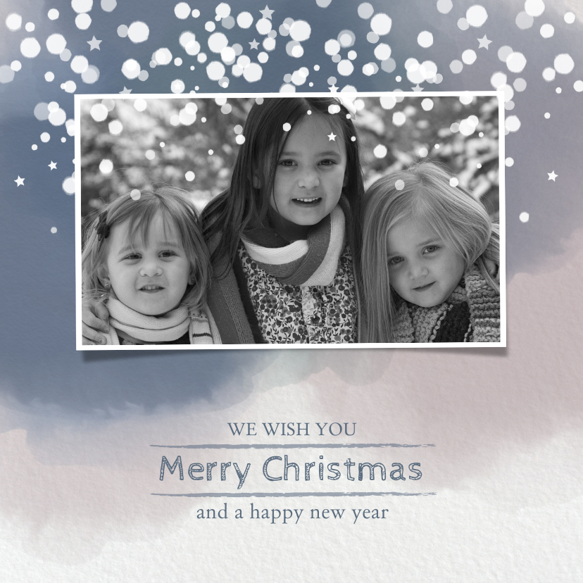 Kerst hippe foto kerstkaart papier waterverf sneeuwvlokken - Kerstkaarten Kerstkaarten - Kerst hippe foto kerstkaart papier waterverf sneeuwvlokken