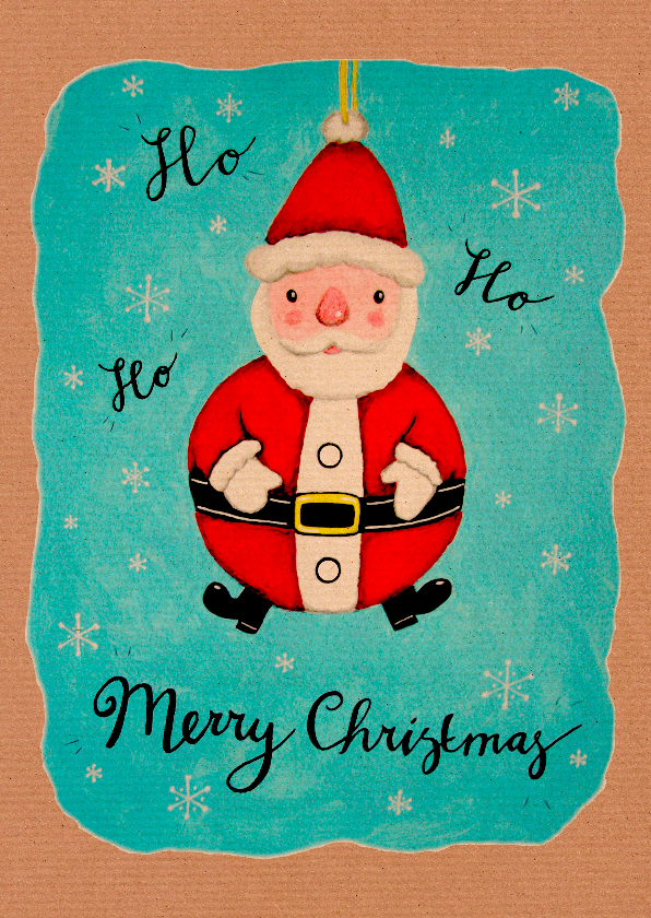 Kerst kerstman decoratie retro - HR - Kerstkaarten Kerstkaarten - Kerst kerstman decoratie retro - HR