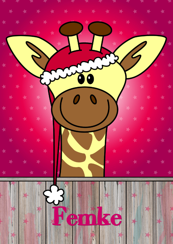 Kerst kinderkaart Giraffe - Kerstkaarten Kerstkaarten - Kerst kinderkaart Giraffe