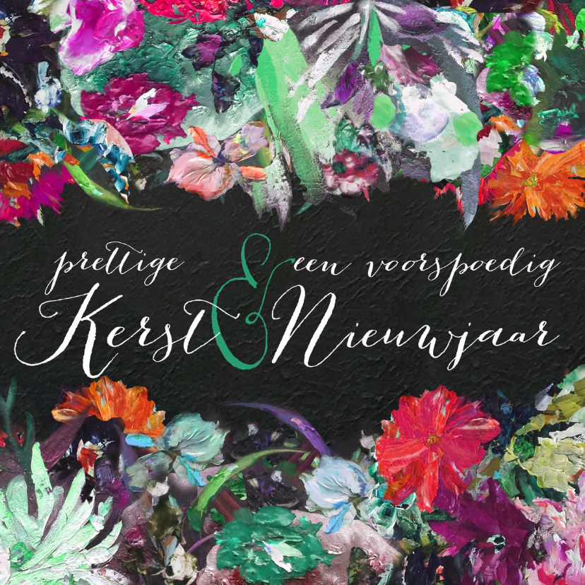 Kerst kunstprint bloemen - Kerstkaarten Kerstkaarten - Kerst kunstprint bloemen