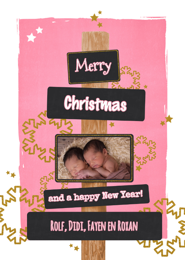 Kerst lief en stoer glitter foto - Kerstkaarten Kerstkaarten - Kerst lief en stoer glitter foto