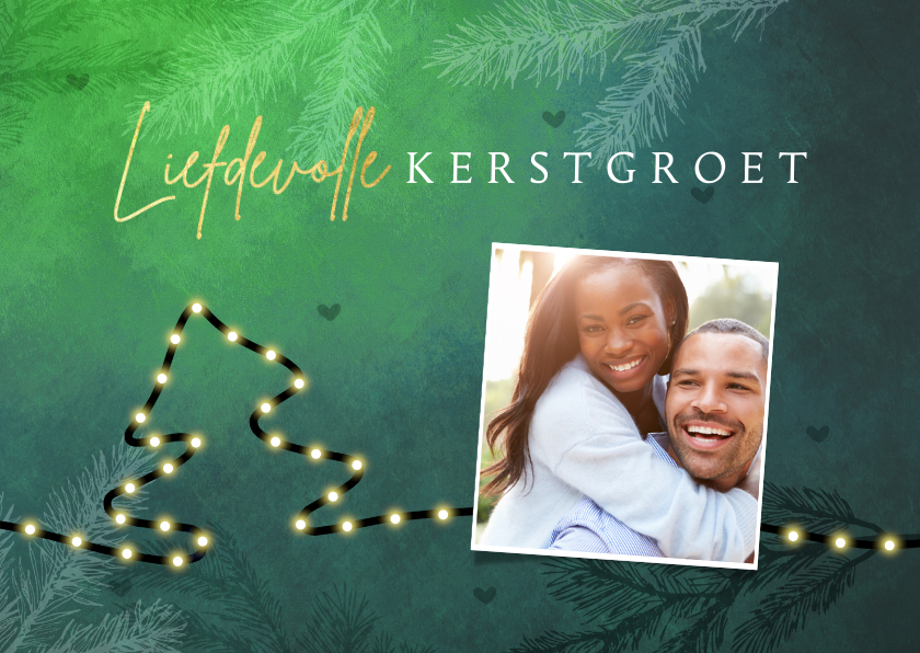 Kerstkaarten - Kerst liefdevolle groet kerstboom lampjes