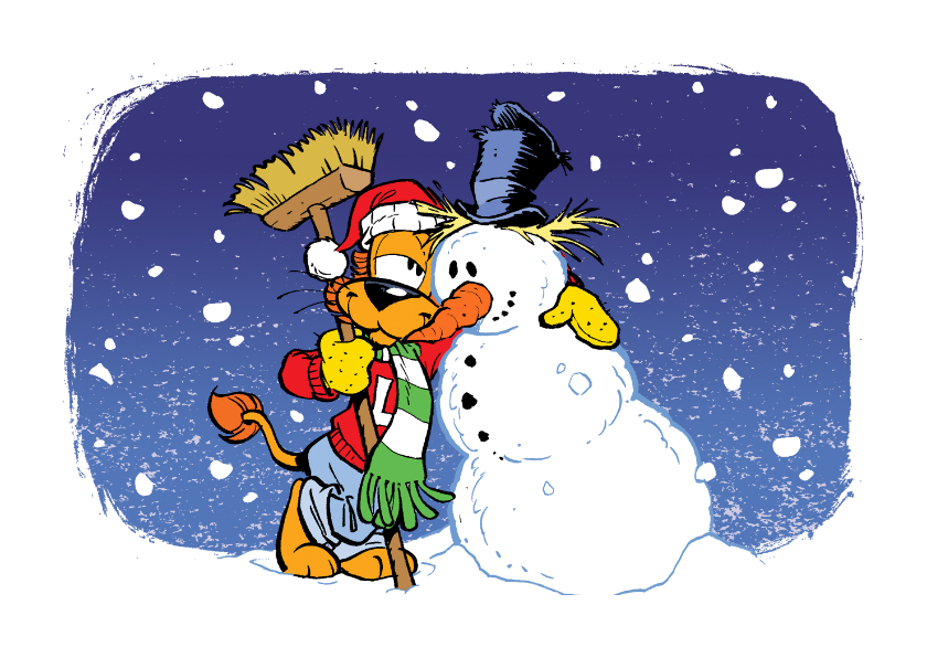 Kerst Loeki en vriendje sneeuwpop - Kerstkaarten Kerstkaarten - Kerst Loeki en vriendje sneeuwpop