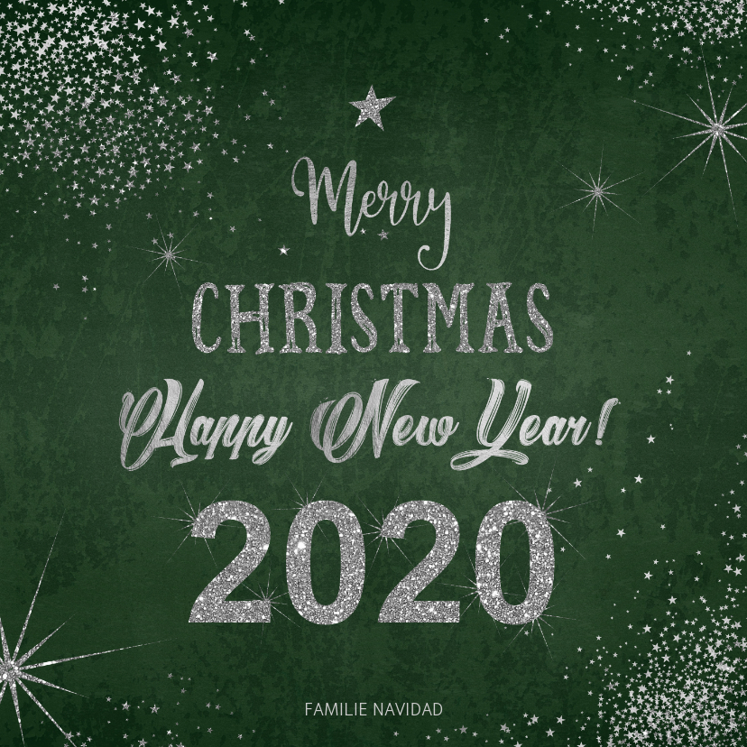 Kerst moderne kerstkaart met zilverkleurige typografie - Kerstkaarten Kerstkaarten - Kerst moderne kerstkaart met zilverkleurige typografie