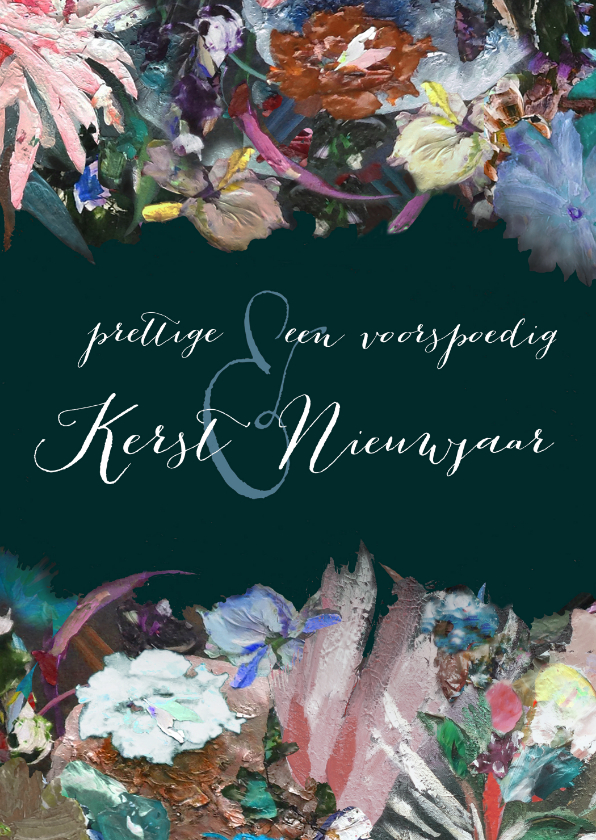 Kerst nieuwjaar schildering bloemen - Kerstkaarten Kerstkaarten - Kerst nieuwjaar schildering bloemen