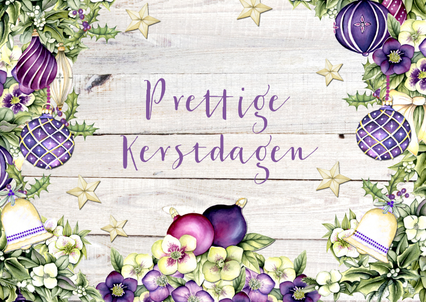 Kerst paarse ballen - Kerstkaarten Kerstkaarten - Kerst paarse ballen