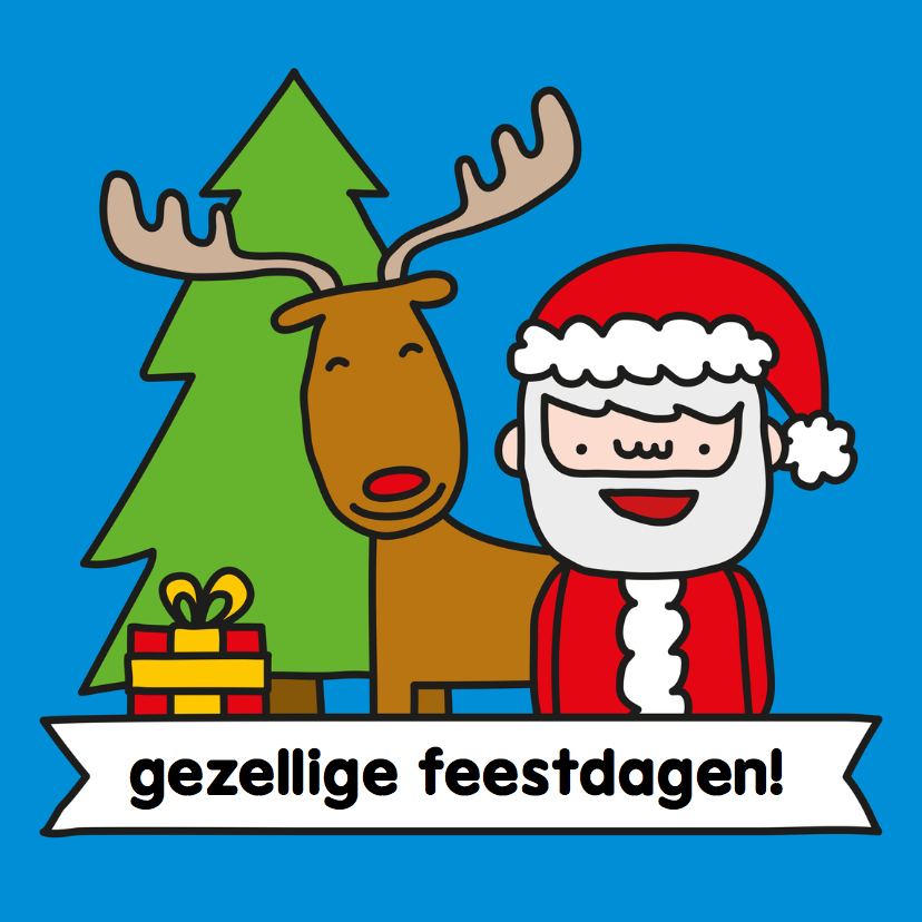 Kerst Rendier en Kerstman - Kerstkaarten Kerstkaarten - Kerst Rendier en Kerstman