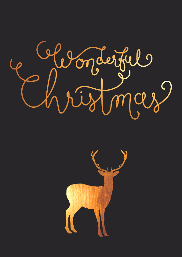 Kerst - Rendier, goud, handlettering - Kerstkaarten Kerstkaarten - Kerst - Rendier, goud, handlettering