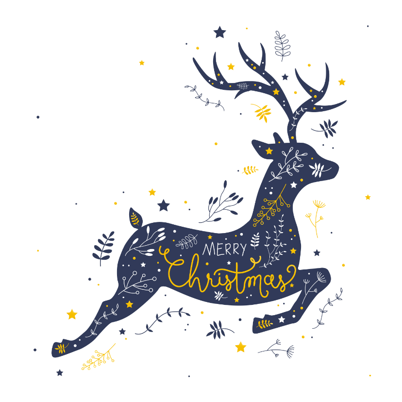 Kerst - Rendier met botanische illustraties - Kerstkaarten Kerstkaarten - Kerst - Rendier met botanische illustraties