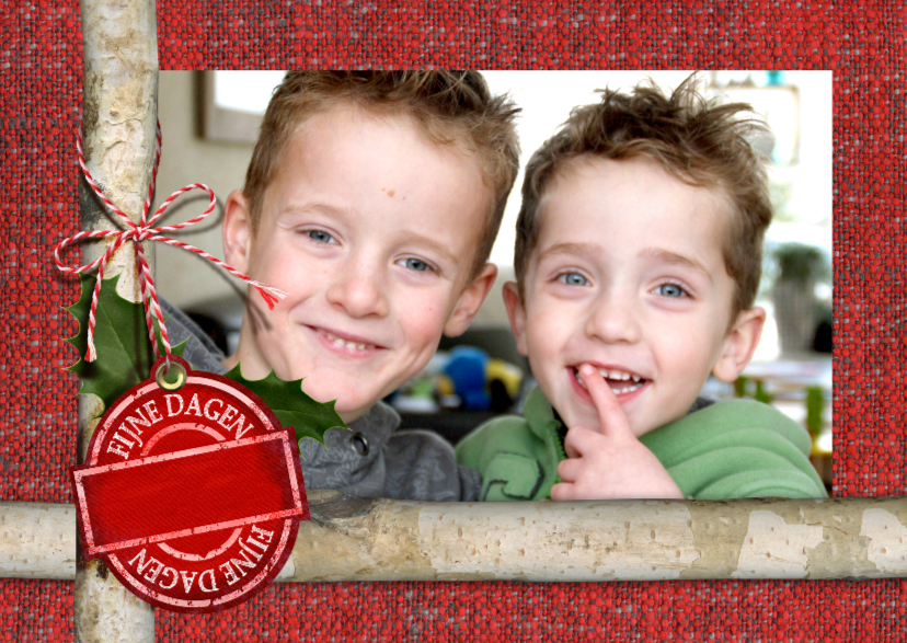 kerst rood label hulst YVON - Kerstkaarten Kerstkaarten - kerst rood label hulst YVON