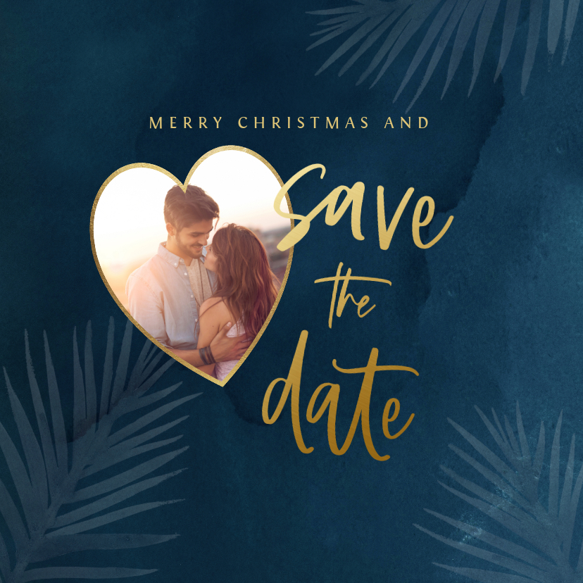Kerst save the datekaart met foto en kersttakjes - Kerstkaarten Kerstkaarten - Kerst save the datekaart met foto en kersttakjes