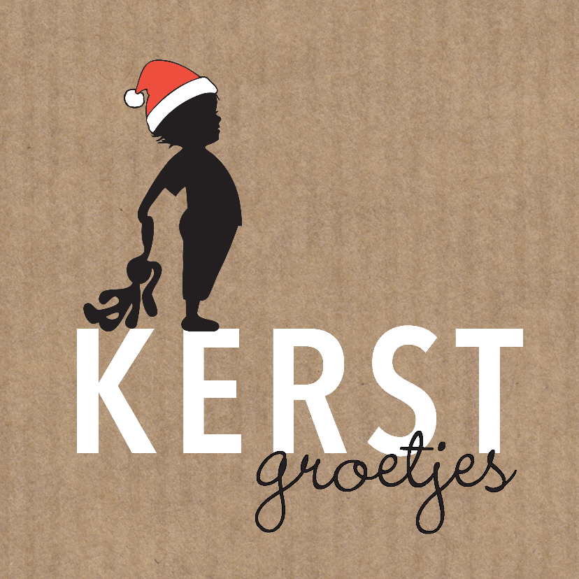 Kerst silhouet jongen knuffel Kraft - MW - Kerstkaarten Kerstkaarten - Kerst silhouet jongen knuffel Kraft - MW