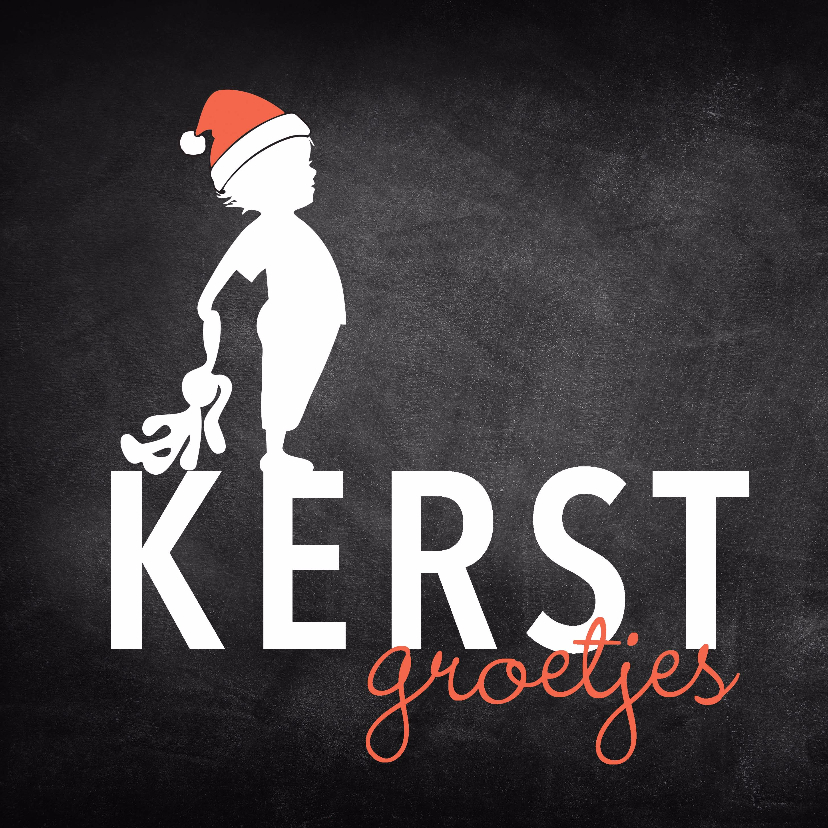 Kerst silhouet jongen knuffel krijtbord - MW - Kerstkaarten Kerstkaarten - Kerst silhouet jongen knuffel krijtbord - MW