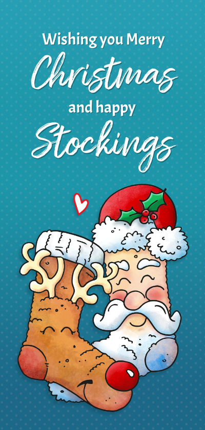 Kerst sokken Kerstman Rendier - Kerstkaarten Kerstkaarten - Kerst sokken Kerstman Rendier