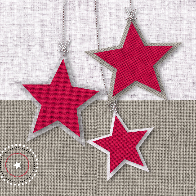 Kerst sterren stoffen rood - Kerstkaarten Kerstkaarten - Kerst sterren stoffen rood