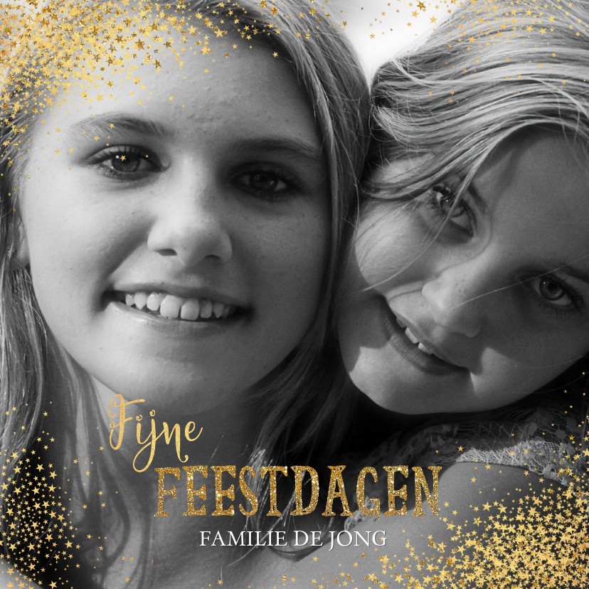 Kerst stijlvolle foto kaart met gouden sterretjes - Kerstkaarten Kerstkaarten - Kerst stijlvolle foto kaart met gouden sterretjes
