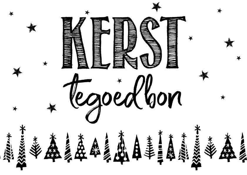 Kerstkaarten - Kerst tegoedbon handlettering kerstbomen