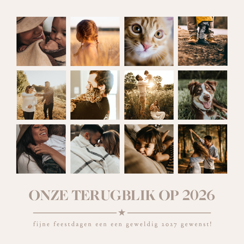 Kerst terugblik op 2026 kaart met 12 eigen foto's - Kerstkaarten Kerstkaarten - Kerst terugblik op 2026 kaart met 12 eigen foto's
