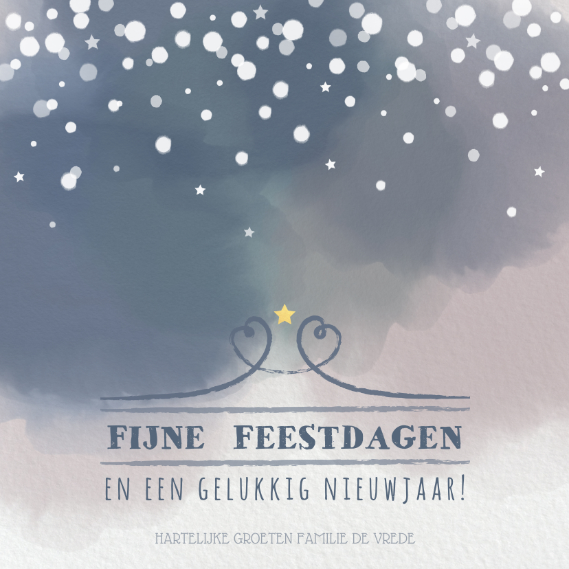 Kerst trendy kaart met aquarel print en sneeuwvlokken - Kerstkaarten Kerstkaarten - Kerst trendy kaart met aquarel print en sneeuwvlokken