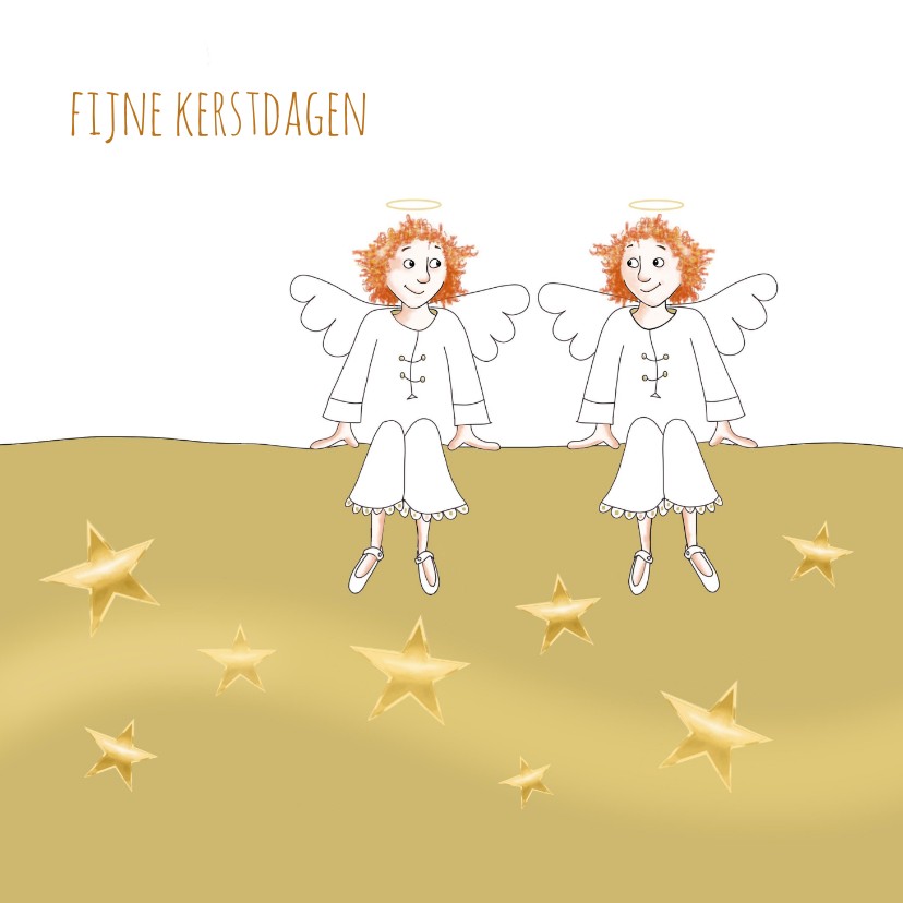 Kerst - twee roodharige engeltjes - Kerstkaarten Kerstkaarten - Kerst - twee roodharige engeltjes