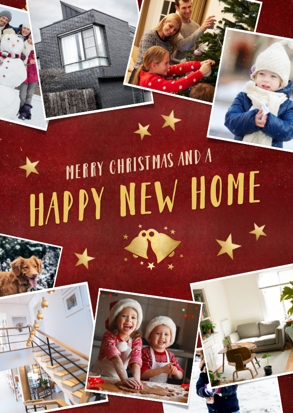Kerstkaarten - Kerst verhuiskaart fotocollage happy new home