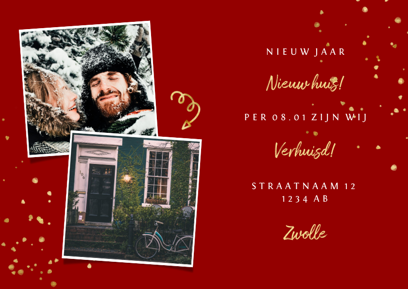 Kerstkaarten - Kerst-verhuiskaart met spetters en foto's