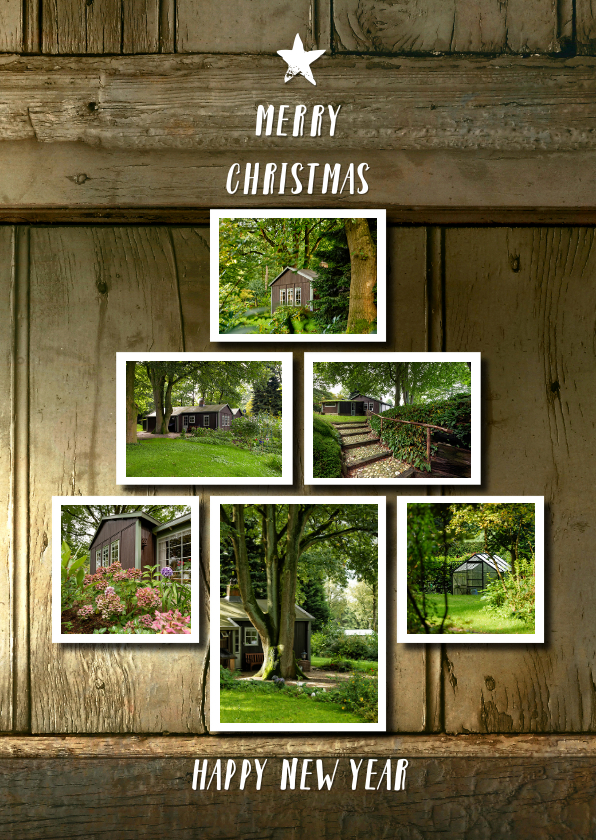 Kerst verhuiskaart op hout achtergrond 2020 - Kerstkaarten Kerstkaarten - Kerst verhuiskaart op hout achtergrond 2020