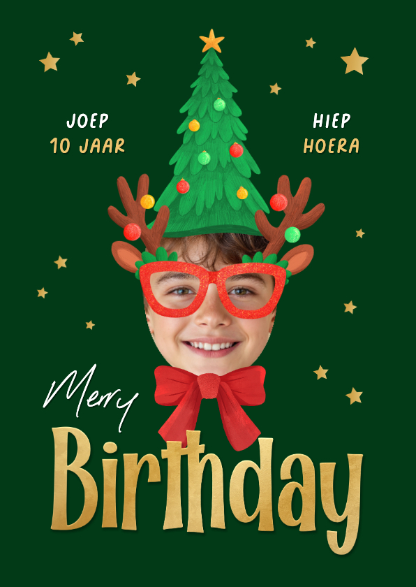 Kerst verjaardagskaart foto merry birthday grappig kerstboom - Kerstkaarten Kerstkaarten - Kerst verjaardagskaart foto merry birthday grappig kerstboom