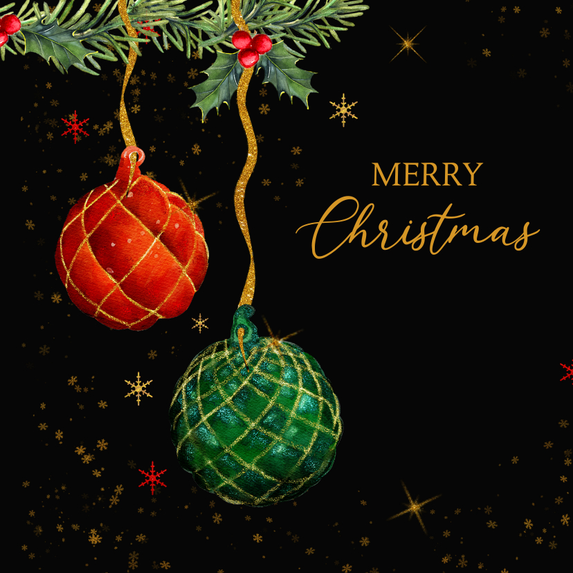 Kerstballen takjes - Kerstkaarten Kerstkaarten - Kerstballen takjes